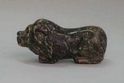 Islamic style black glazed terracotta lion....