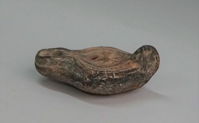 Black terracotta oil lamp. Carthage style....