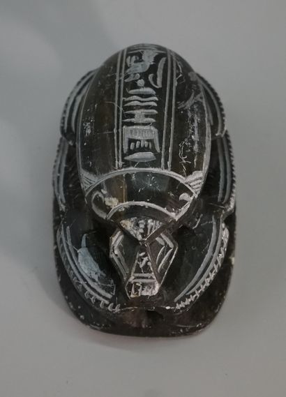 Large steatite scarab, inscribed on the back...