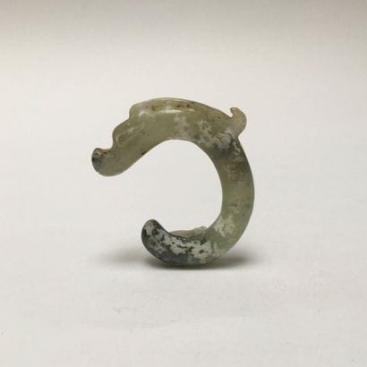 Green jade dragon pig coiled up. A hole for...