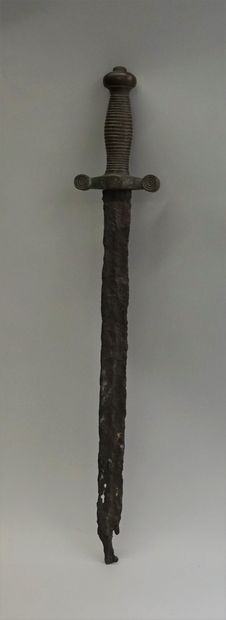 Short sword, iron blade, probably Merovingian...