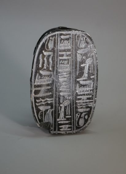 Large steatite scarab, inscribed on the back...