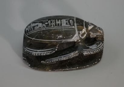 Large steatite scarab, inscribed on the back...