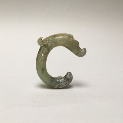 Green jade dragon pig coiled up. A hole for...