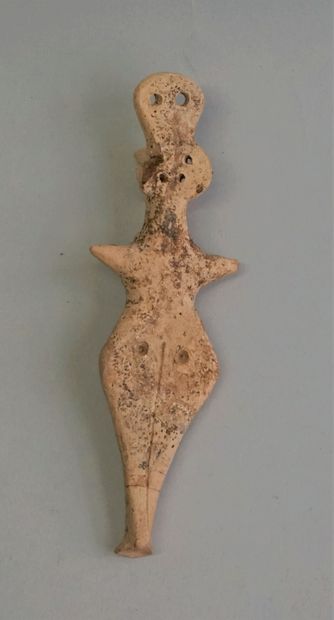 Terracotta idol in the Levantine style. Broken/glued....