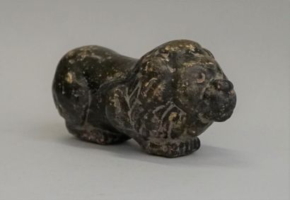 Islamic style black glazed terracotta lion....