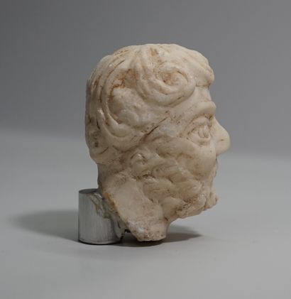 White marble head of a bearded man. Gallo-Roman...