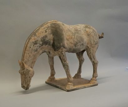 Saddled horse (removable saddle) in terracotta...