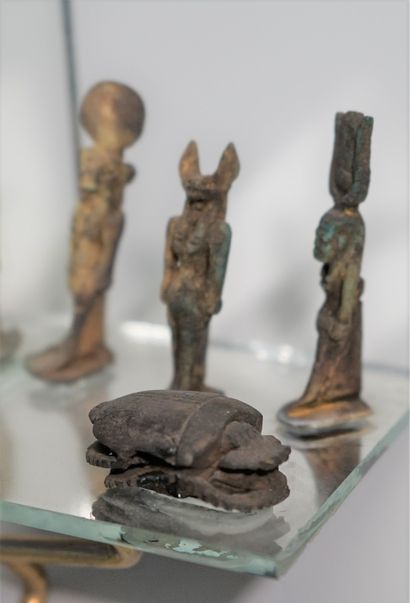 Set of 3 green earthenware amulets in Egyptian...
