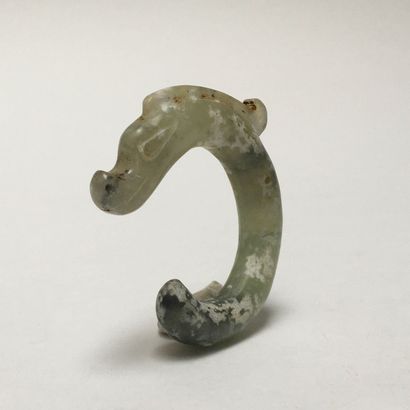 Green jade dragon pig coiled up. A hole for...