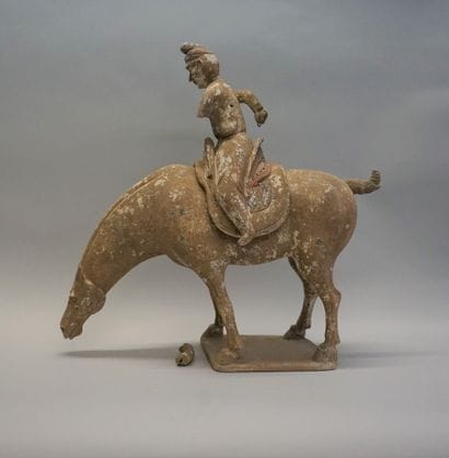 Horse and rider (removable) in terracotta...