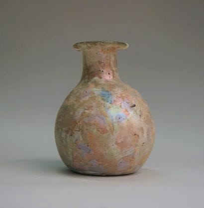 Roman style iridescent glass ball vase. H:...