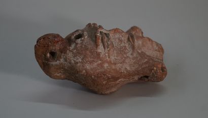 Old oil lamp in terra cotta of anthropomorphic...