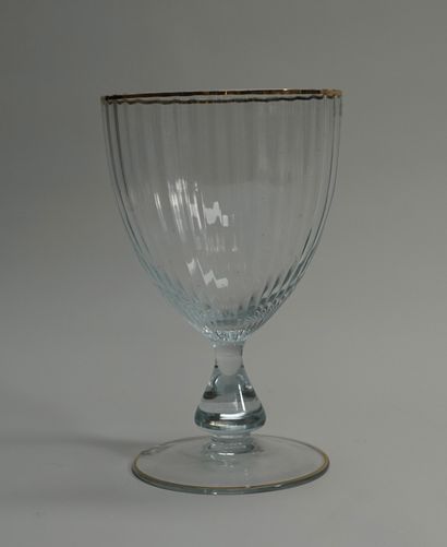 Large Bohemian crystal bowl with gold edging....