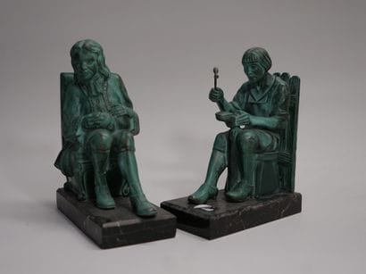 Max LE VERRIER - Pair of bookends in green...