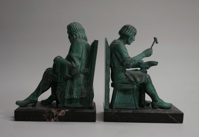 Max LE VERRIER - Pair of bookends in green...