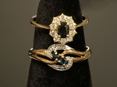 SET OF 2 RINGS in 18K (750/°°) and 9K (375/°°)...