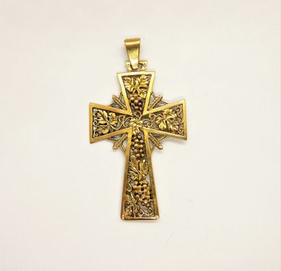 PENDENTIF croix en or jaune 18K (750/°°)...