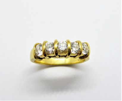 Garters ring in 18K (750/°°) yellow gold,...