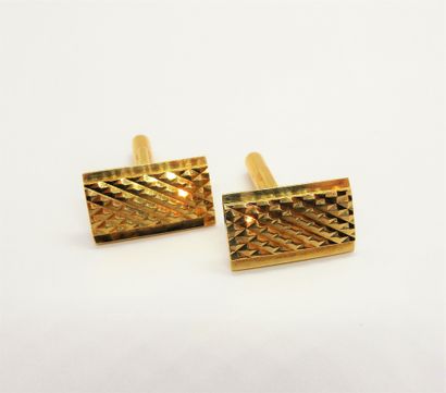 Pair of 18K (750/°°) yellow gold rectangular...