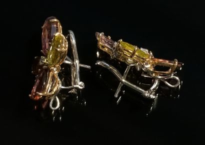 PAIRE DE BOUCLES D'OREILLES en or blanc et...