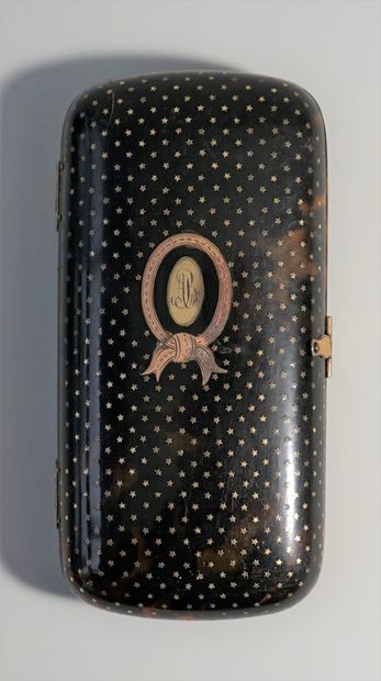 Rectangular case in tortoiseshell, entirely...