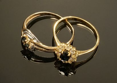 SET OF 2 RINGS in 18K (750/°°) and 9K (375/°°)...