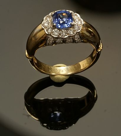 Ring in 18k (750/°°) yellow and white gold,...