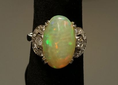 RING in 18k (750/°°) white gold centered...