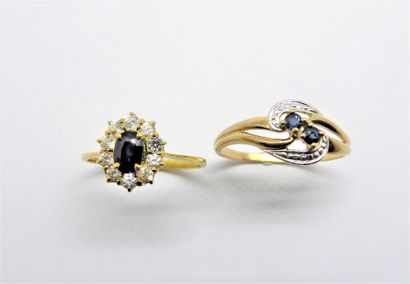 SET OF 2 RINGS in 18K (750/°°) and 9K (375/°°)...