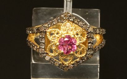GOLDEN SILVER RING (vermeil) 925/°° with...
