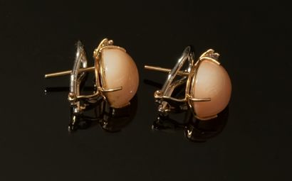 PAIRE DE CLOUS D'OREILLES en or blanc et...