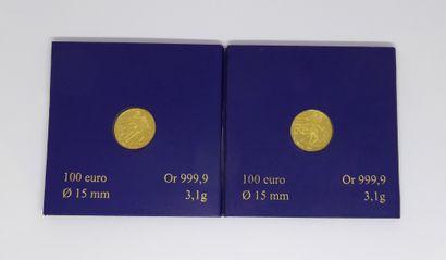 LOT de 2 PIECES en or 999/°° Monnaie de Paris...