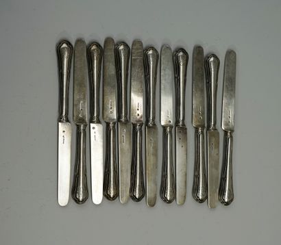 ODIOT - 12 silver fruit knives, Minerve mark...