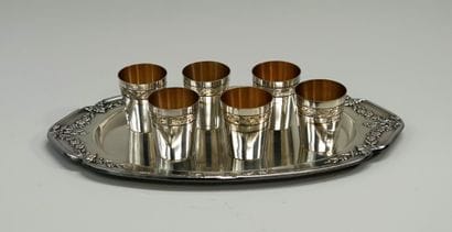 
LIQUEUR SET including 6 goblets and a silver...