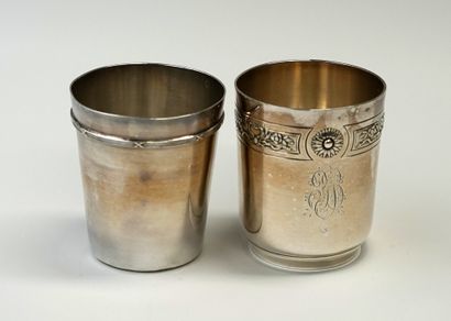 SET of 2 silver kettledrums, Minerva hallmark,...