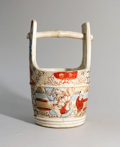 Satsuma polychrome porcelain bucket. Japan,...