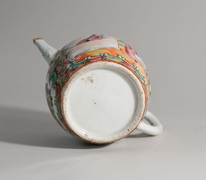 Canton porcelain teapot, famille rose. China,...