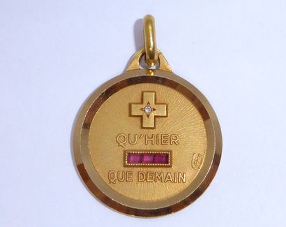 MEDAILLE D'AMOUR en or jaune 18K (750/°°)...