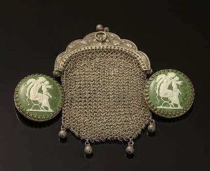 SET of 2 antique buttons with Wedgwood porcelain...
