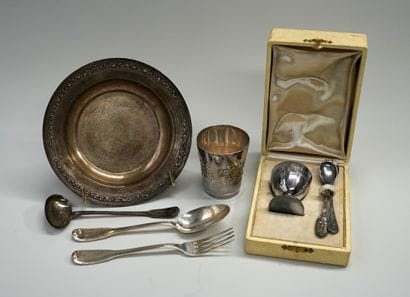 A silver set, Minerva mark, including: 1...