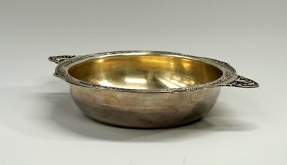 Round silver BASIN, Minerve mark, and vermeil...