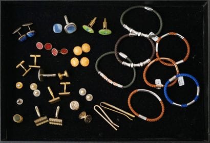 SET of 7 bracelets in rubber or nylon braided,...