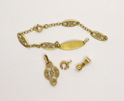 LOT of 18K (750/°°) yellow gold consisting...