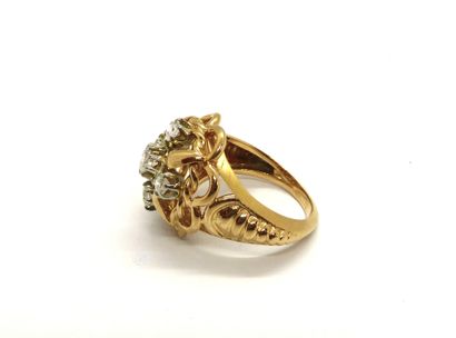 Yellow gold 18K (750/°°) cabbage ring with...