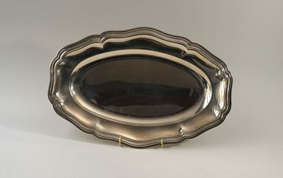 Oval silver platter Minerve mark. Model nets...