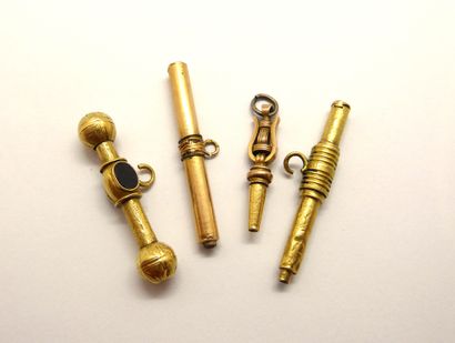 LOT of 4 watch keys in 18K (750/°) yellow...