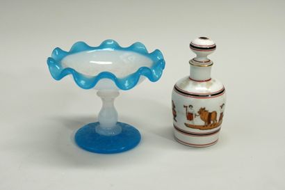SET including a polychrome porcelain bottle...