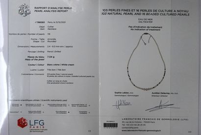 NECKLACE of pearls in fall made up of fine...