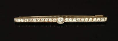 Yellow gold and silver barrette brooch set...